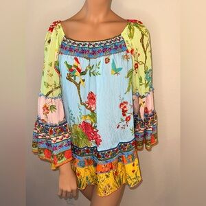 NWT John Mark Enchanted Garden Boho Peasant Top XL